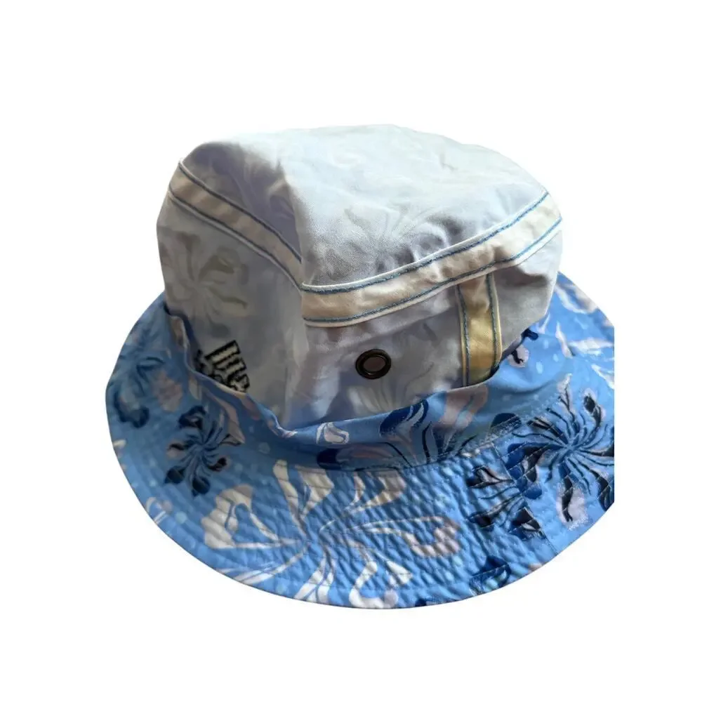 Adidas Blue Floral Bucket Hat Size L 7 1/4 7 3/8 Spring Casual 90s